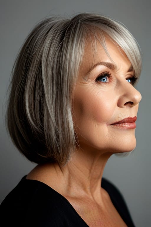 Top 40 Hairstyles for Women Over 60 56 A Women Over 60 with The Blunt Cut Hairstyle