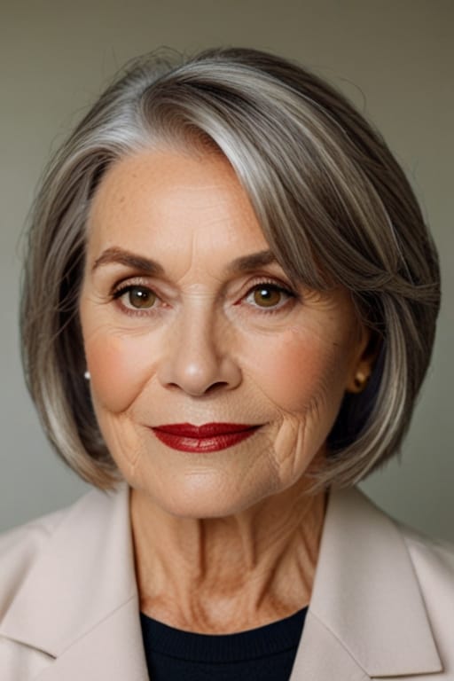 Top 40 Hairstyles for Women Over 60 64 A Women Over 60 with The Long Bob (Lob) Hairstyle