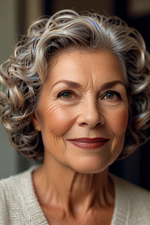 Top 40 Hairstyles for Women Over 60 50 A Women Over 60 with a Curly Bob Cut Hairstyle