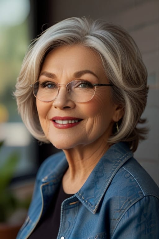 Top 40 Hairstyles for Women Over 60 48 A Women Over 60 with a Layered Mid-Length Cut Hairstyle