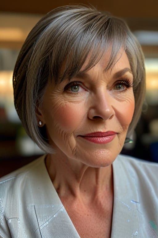 Top 40 Hairstyles for Women Over 60 53 A Women Over 60 with an Asymmetrical Bob Hairstyle